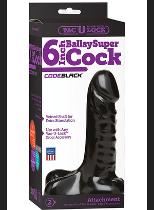 Фалоимитатор Vac-U-Lock CodeBlack 6 Inch Ballsy Super Cock