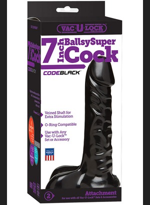 Фалоимитатор Vac-U-Lock CodeBlack 7 Inch Ballsy Super Cock